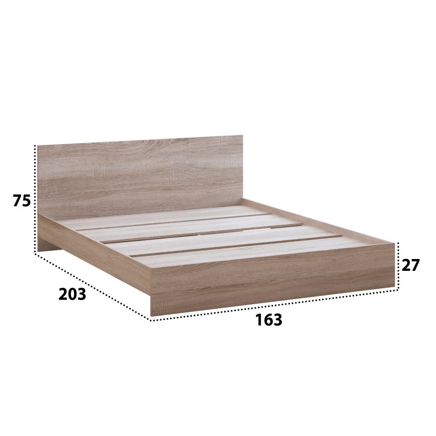 Dormitor Eco sonoma, dulap 3 usi, pat 160x200 cm, 2 noptiere, comoda