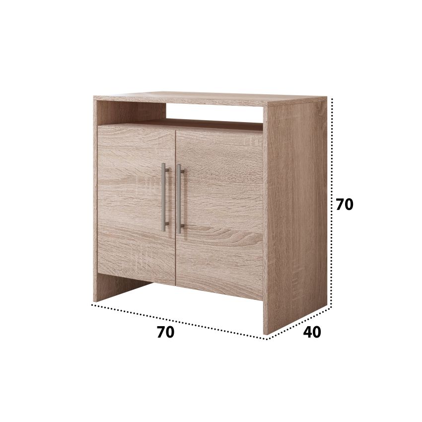 Dormitor Eco sonoma, dulap 3 usi, pat 160x200 cm, 2 noptiere, comoda