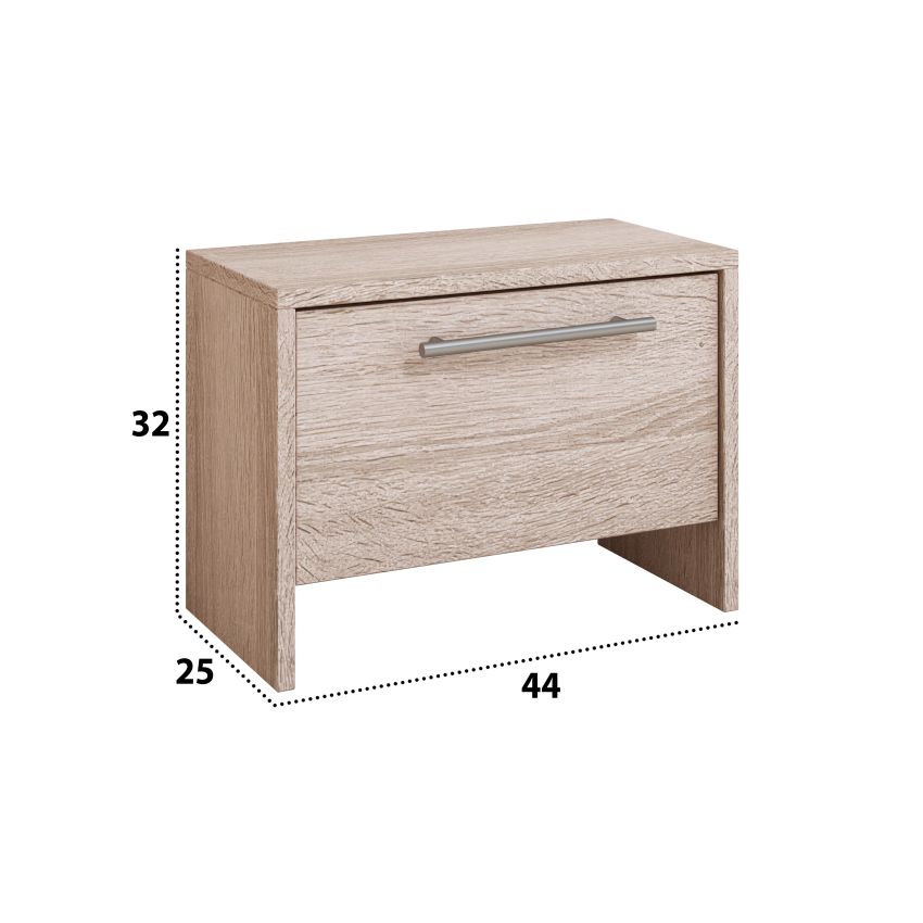 Dormitor Eco sonoma, dulap 3 usi, pat 160x200 cm, 2 noptiere, comoda