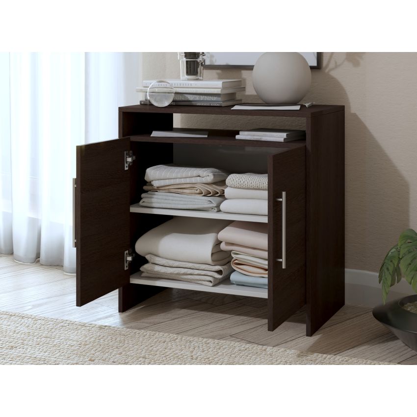 Dormitor Eco wenge, dulap 3 usi, pat 160x200 cm, 2 noptiere, comoda