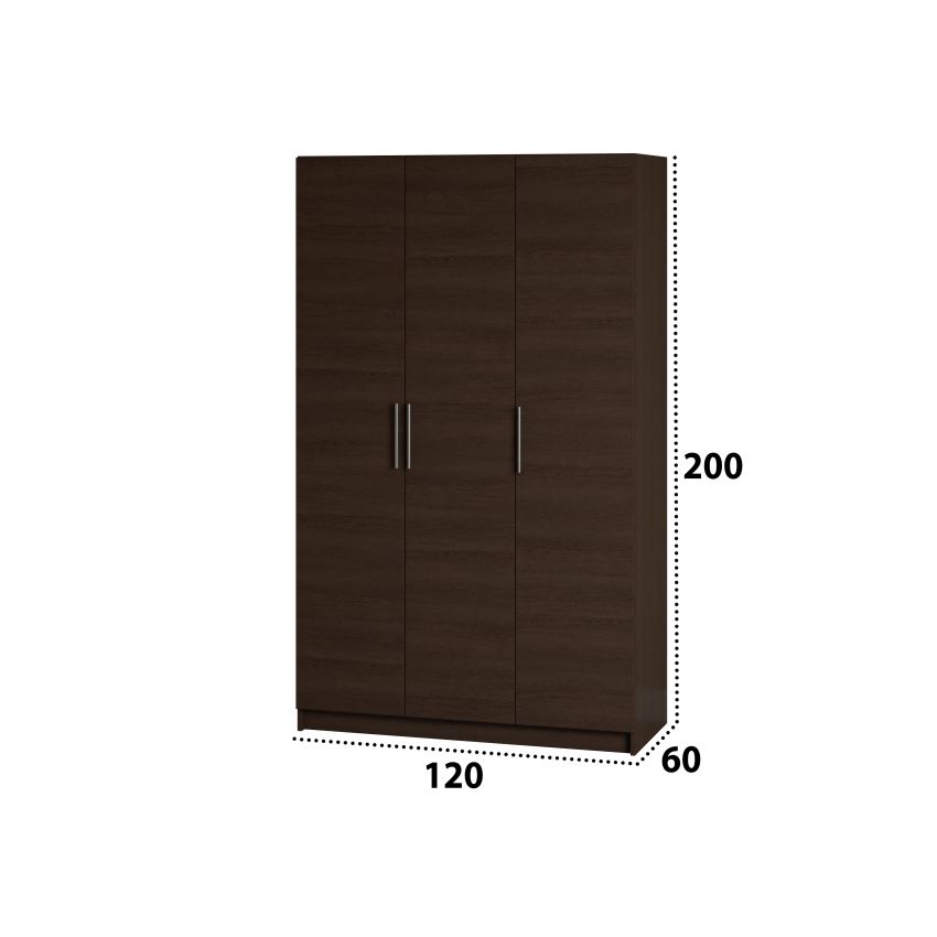 Dormitor Eco wenge, dulap 3 usi, pat 160x200 cm, 2 noptiere, comoda