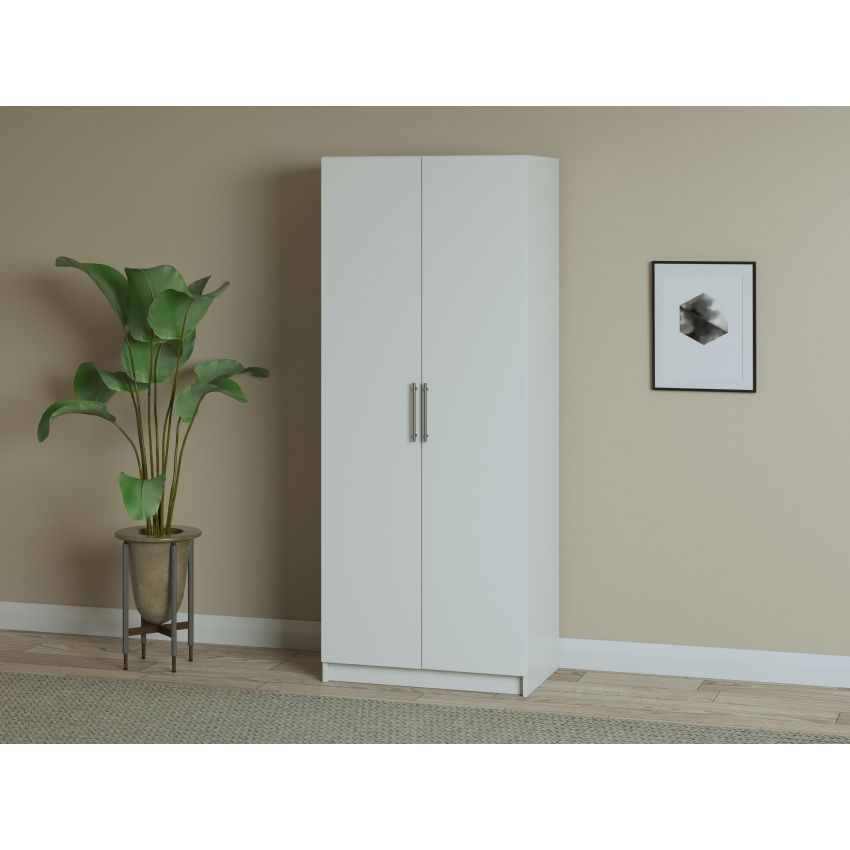 Dulap ECO, 2 usi si bara de haine, alb, 80 cm
