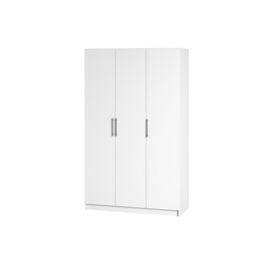 Dulap ECO, 3 usi cu bara de haine si rafturi, alb, 120 cm