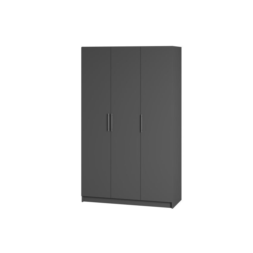 Dulap ECO, 3 usi cu bara de haine si rafturi, antracit, 120 cm