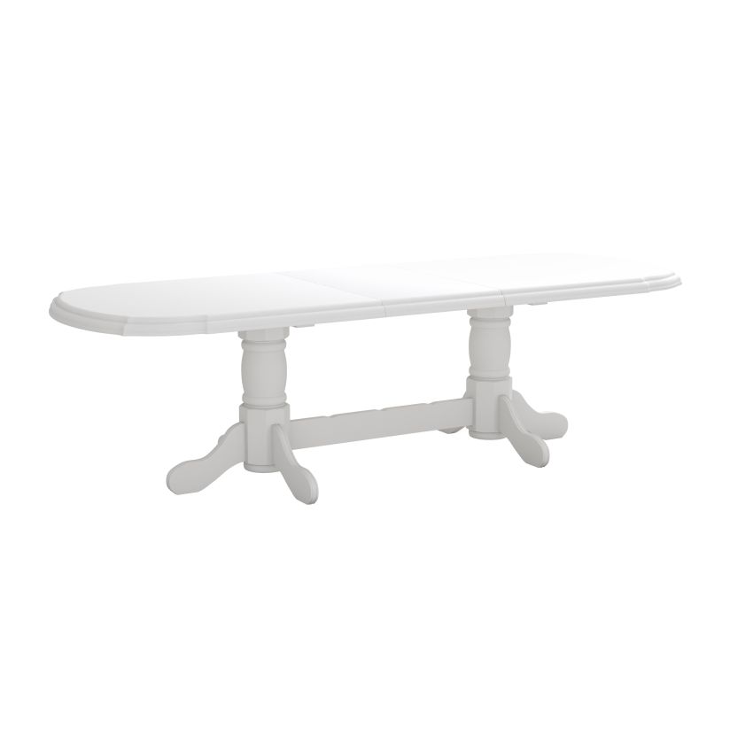 Set masa extensibila jork 200x250 cm, lemn masiv alb, cu 10 scaune tapitate stofa gri, s-38 B24B