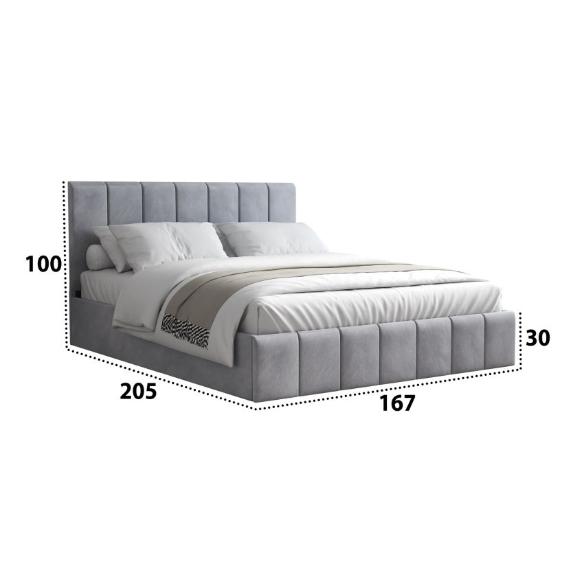 Pat Cozy cu saltea, 160x200 cm, gri deschis, suport saltea din PAL