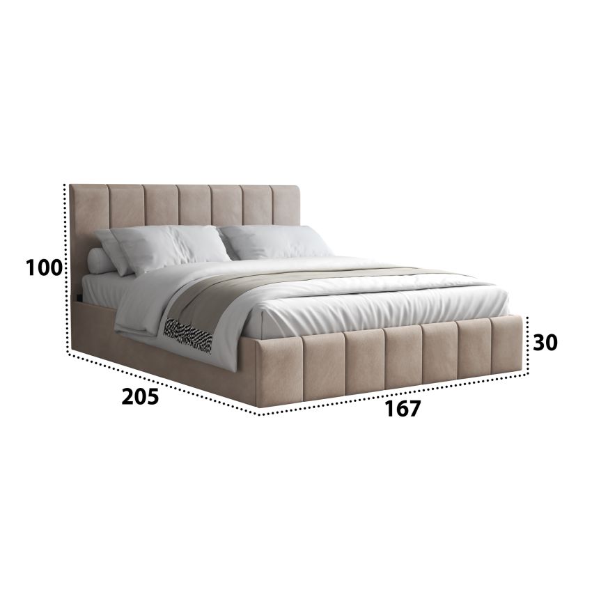 Pat Cozy cu saltea, 160x200 cm, cappucino, suport saltea din PAL