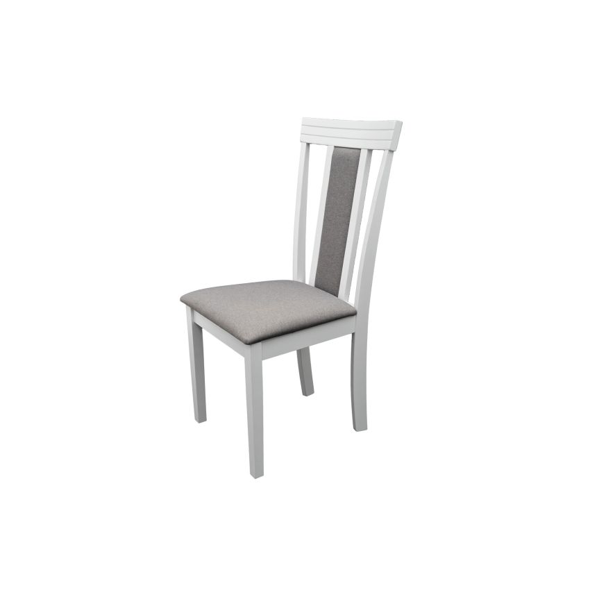 Scaun living S-220, tapitat, alb, tapiterie gri