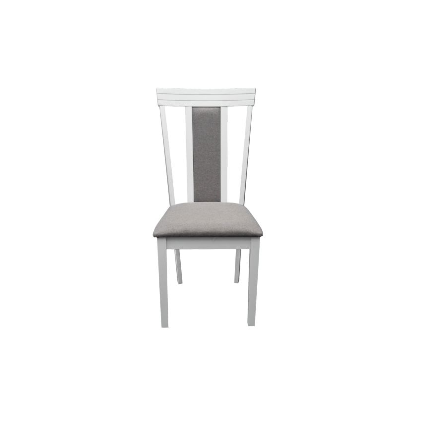 Scaun living S-220, tapitat, alb, tapiterie gri