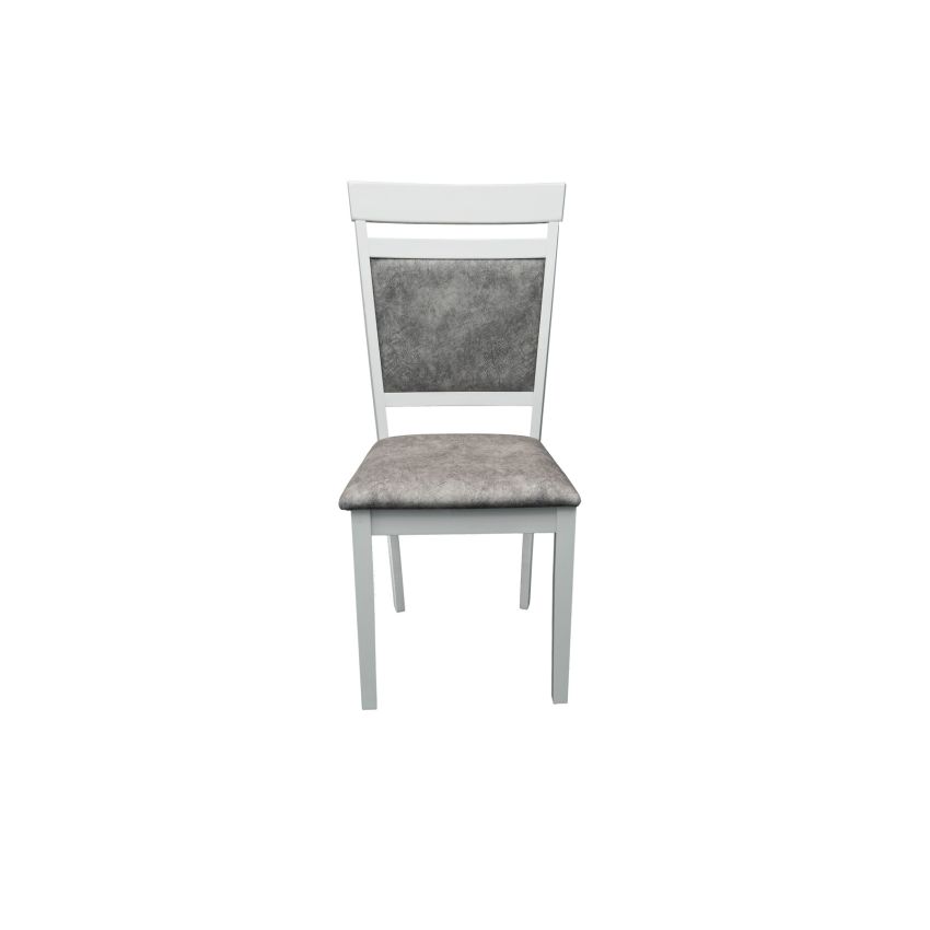 Scaun living S-221, tapitat, alb, tapiterie gri