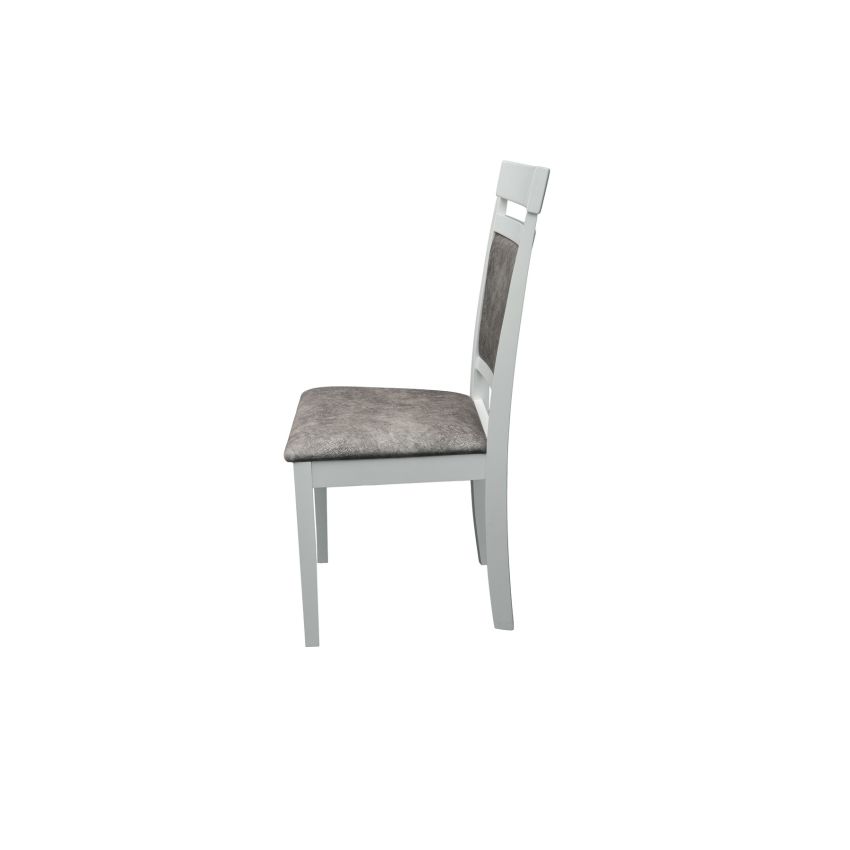 Scaun living S-221, tapitat, alb, tapiterie gri