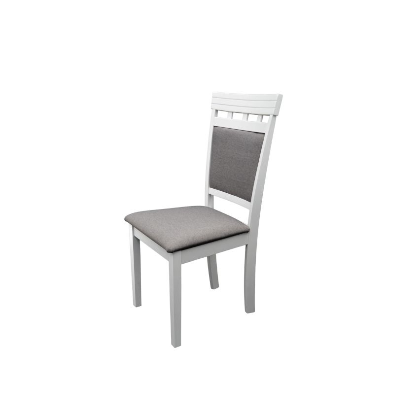 Scaun living S-222, tapitat, alb, tapiterie gri