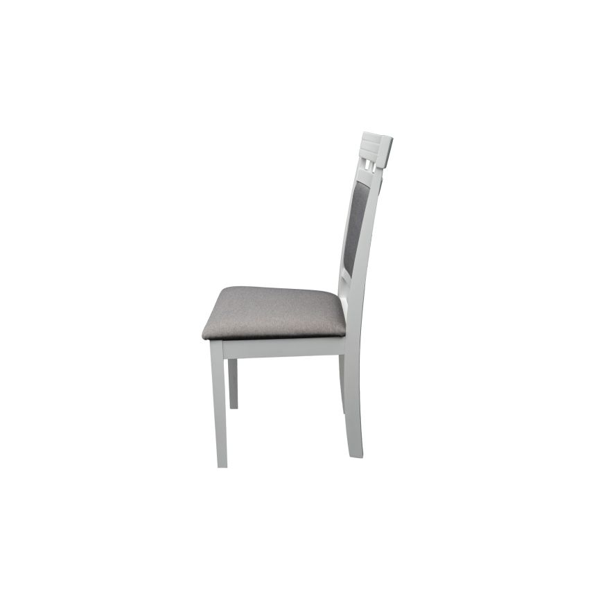 Scaun living S-222, tapitat, alb, tapiterie gri