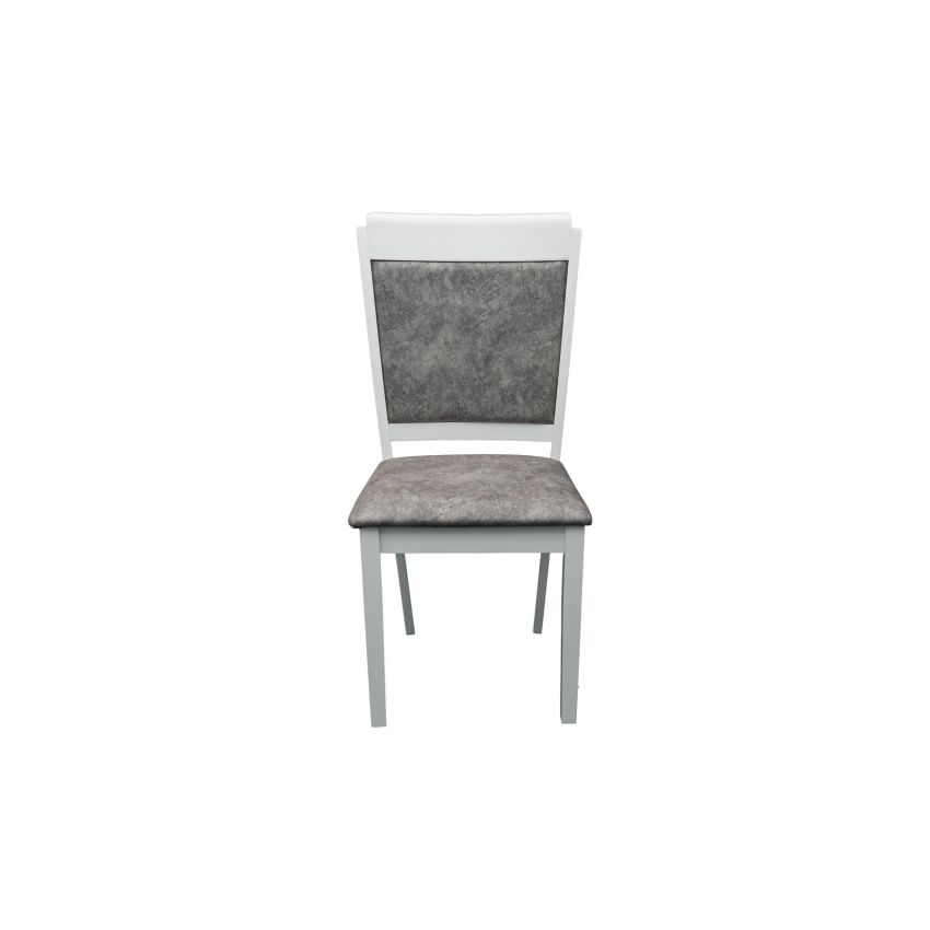 Scaun living S-223, tapitat, alb, tapiterie gri