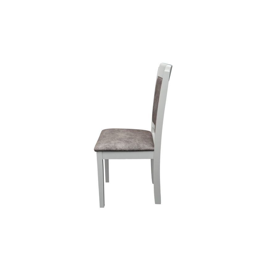 Scaun living S-223, tapitat, alb, tapiterie gri