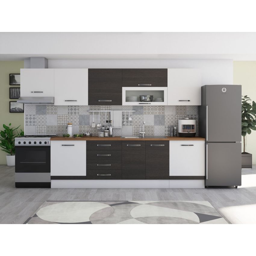 Bucatarie Alfa 320, wenge, blat termic nuc, corp hota