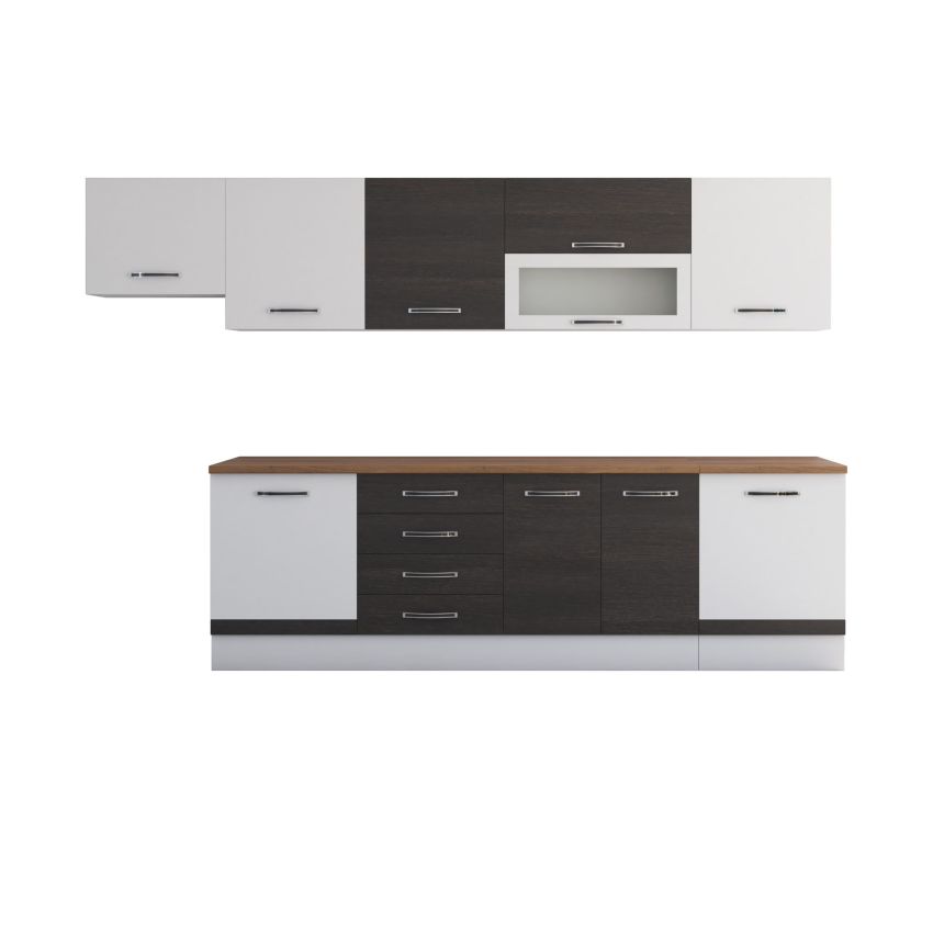 Bucatarie Alfa 320, wenge/alb, blat termic nuc, corp hota