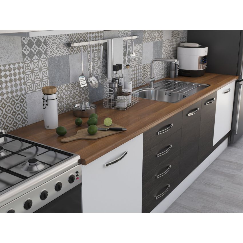 Bucatarie Alfa 320, wenge/alb, blat termic nuc, corp hota