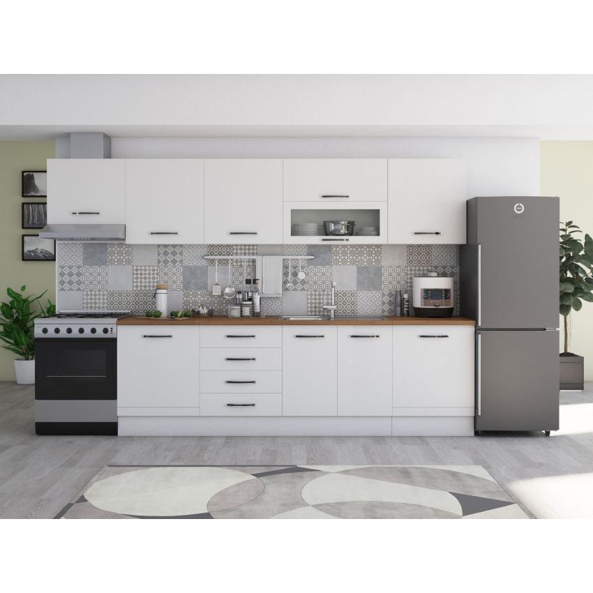 Bucatarie Alfa 320, wenge, blat termic nuc, corp hota