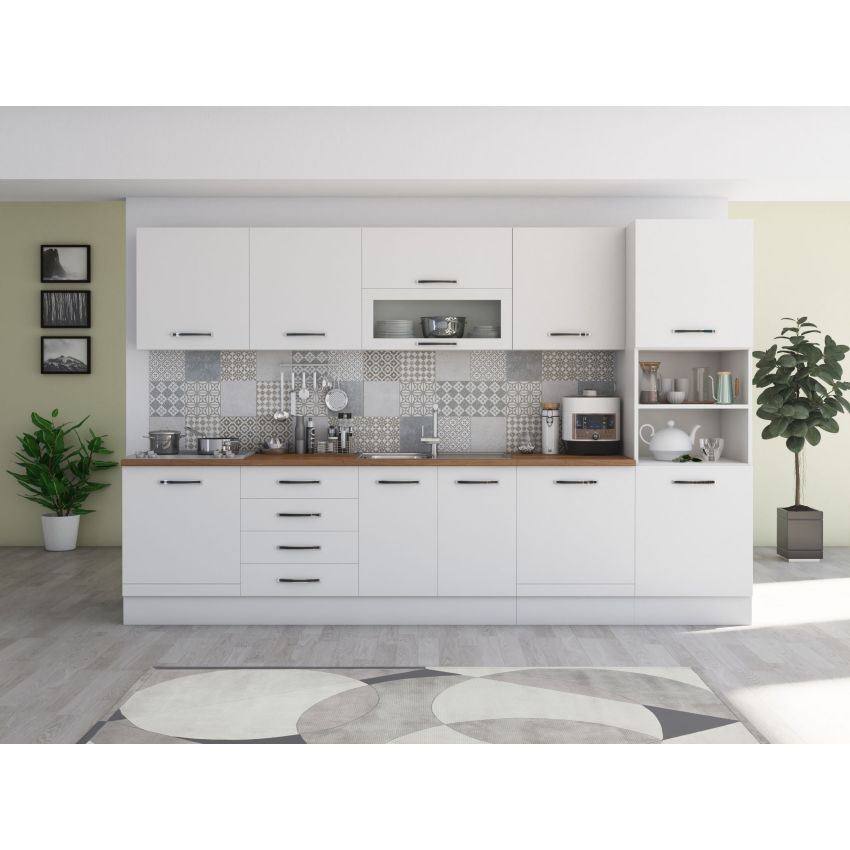 Bucatarie Alfa 320, wenge/sonoma, blat termic nuc, corp pentru cuptor incorporabil