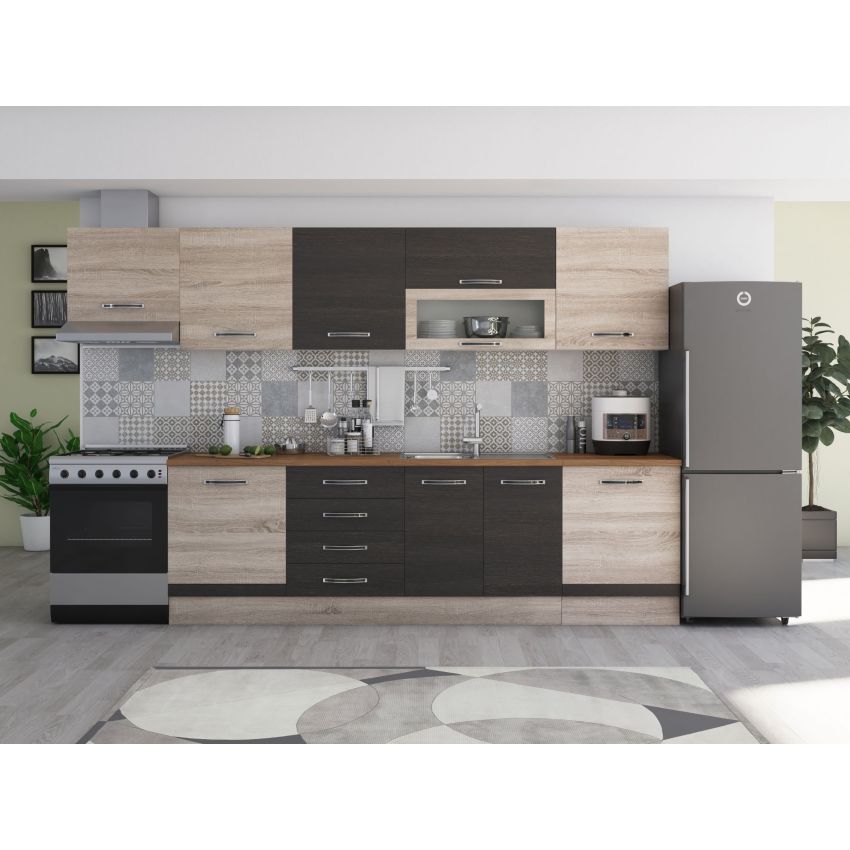 Bucatarie Alfa 320, wenge, blat termic nuc, corp hota