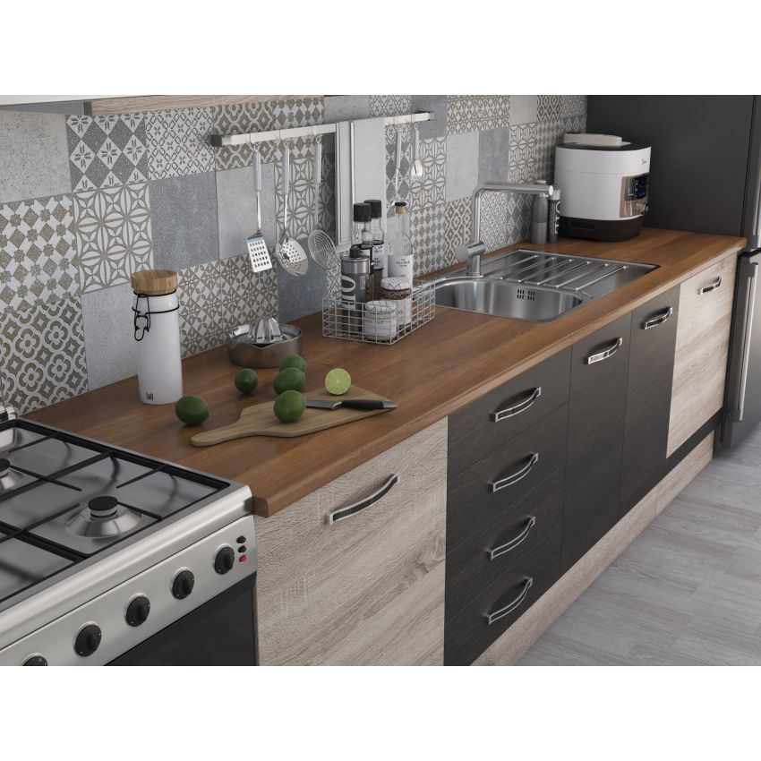 Bucatarie Alfa 320, wenge/sonoma, blat termic nuc, corp hota