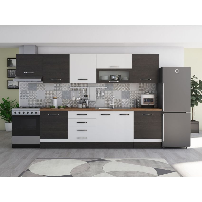 Bucatarie Alfa 320, wenge, blat termic nuc, corp hota