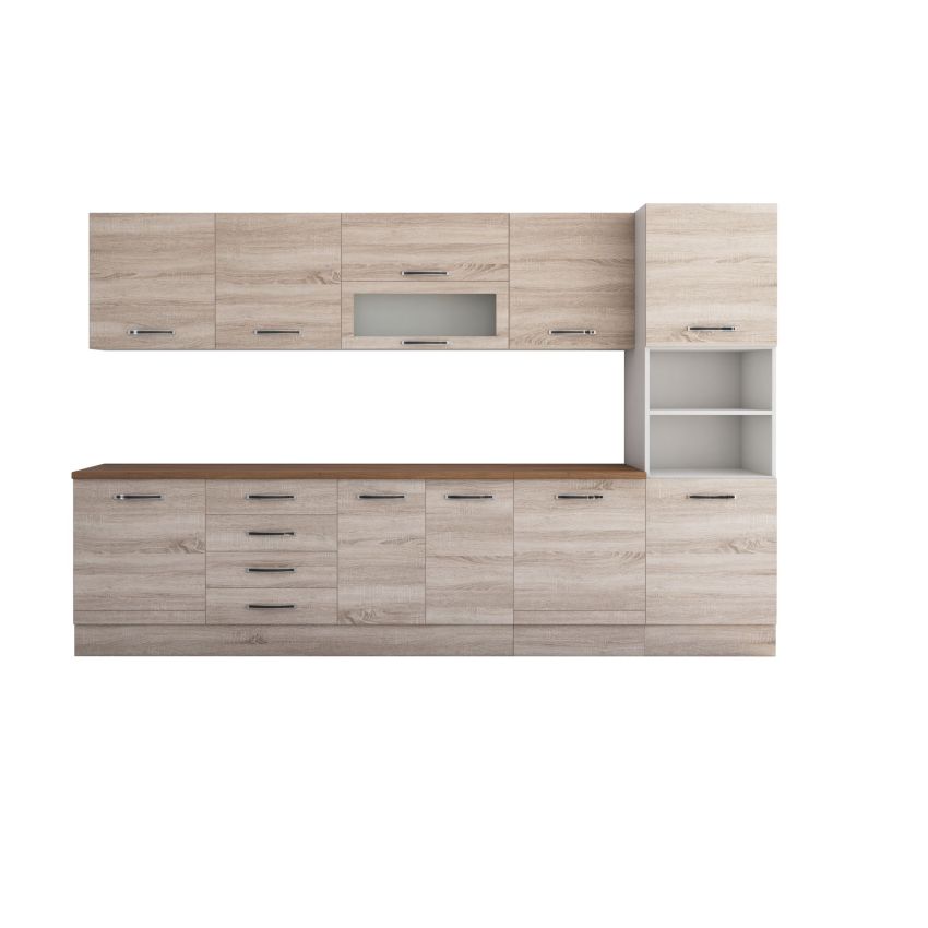 Bucatarie Alfa 320, sonoma, blat termic nuc, corp pentru cuptor incorporabil