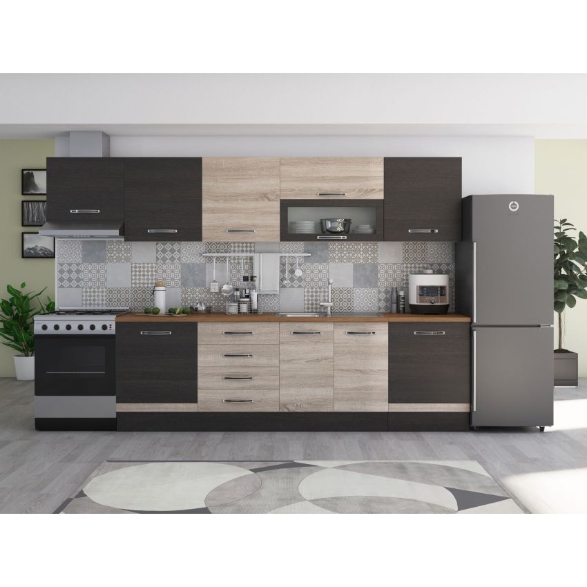 Bucatarie Alfa 320, wenge, blat termic nuc, corp hota