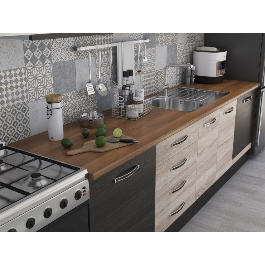 Bucatarie Alfa 320, sonoma/wenge, blat termic nuc, corp hota