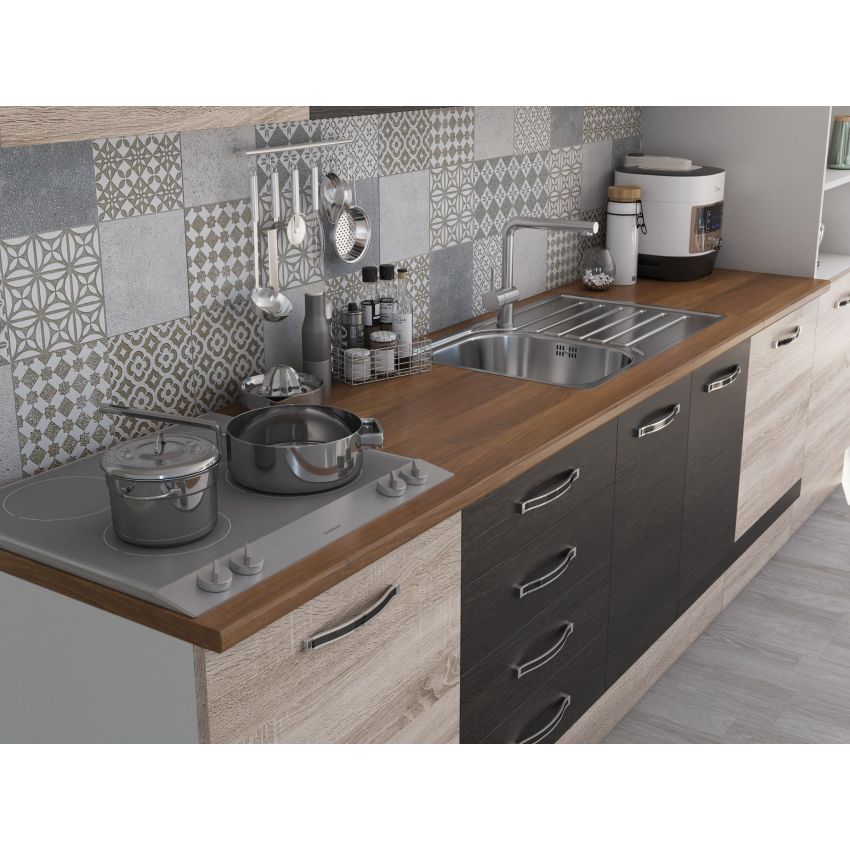 Bucatarie Alfa 320, wenge/sonoma, blat termic nuc, corp pentru cuptor incorporabil