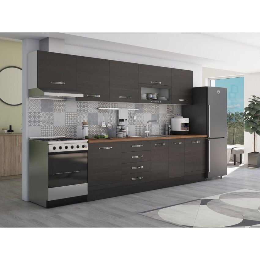 Bucatarie Alfa 320, wenge, blat termic nuc, corp hota