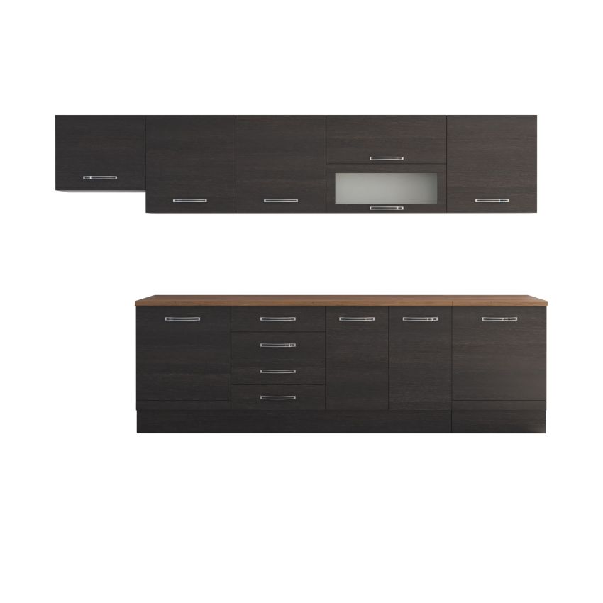 Bucatarie Alfa 320, wenge, blat termic nuc, corp hota