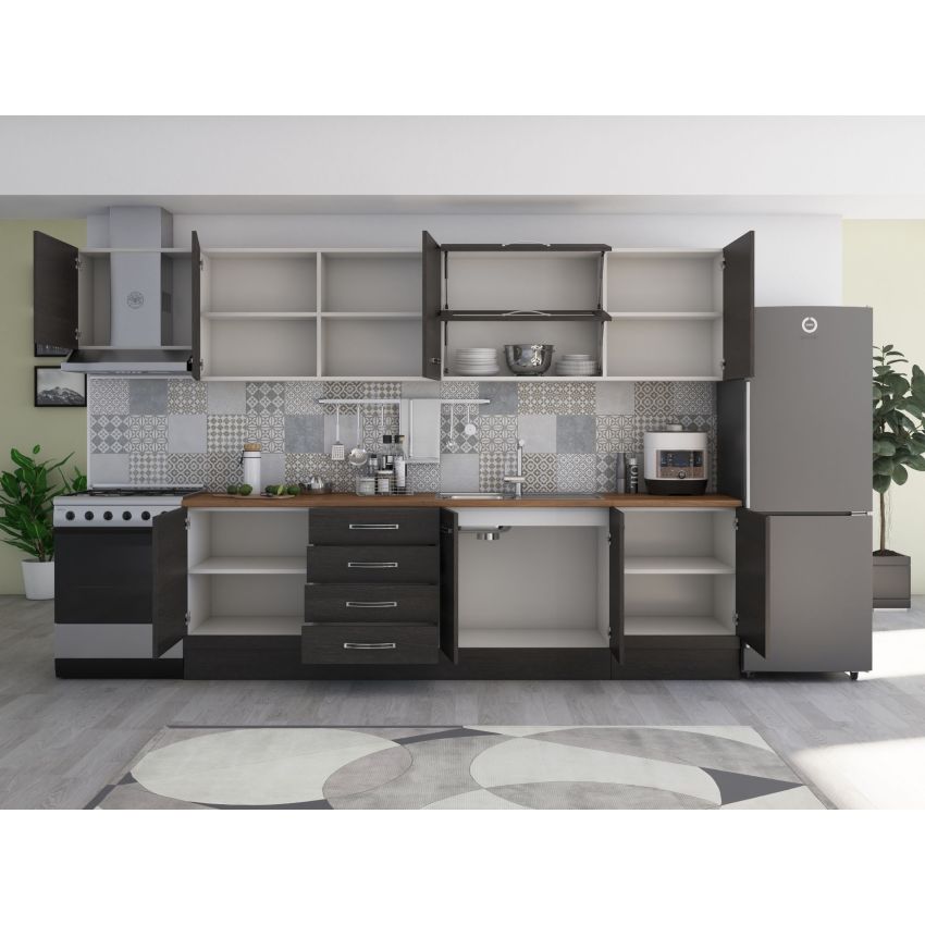 Bucatarie Alfa 320, wenge, blat termic nuc, corp hota