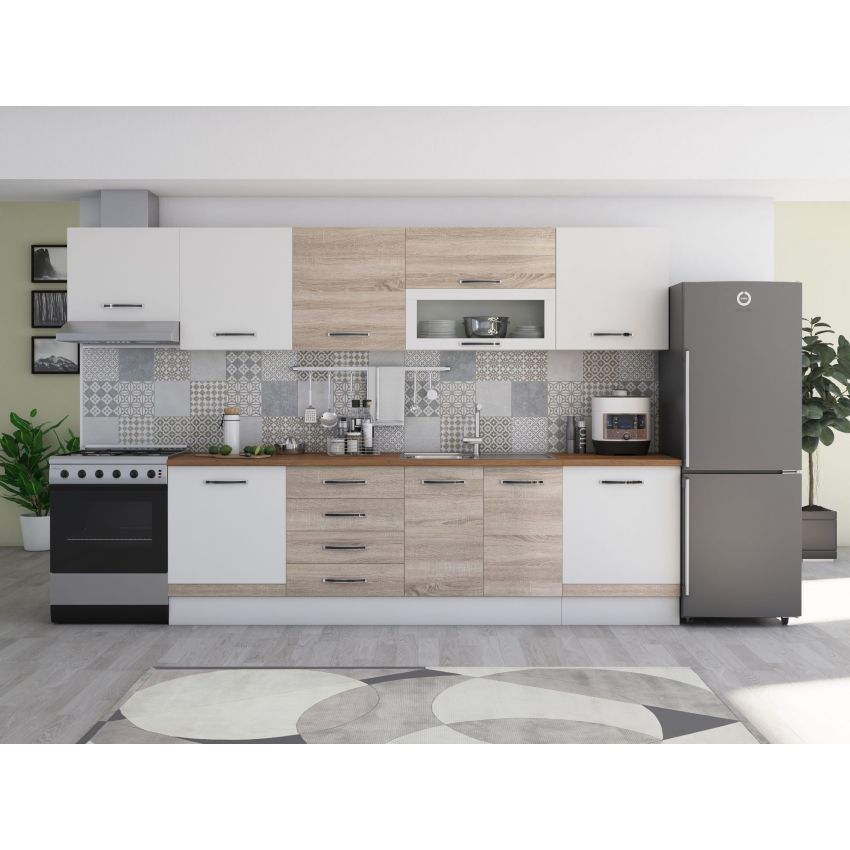 Bucatarie Alfa 320, wenge, blat termic nuc, corp hota
