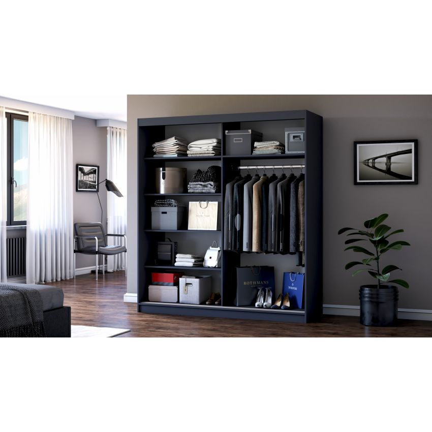 Dressing Radu fara oglinda, 180x200x61 cm, gri antracit