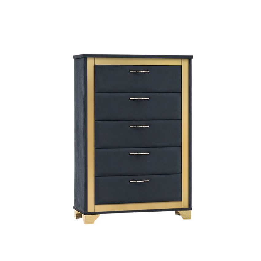 Set pat 1927, 160x200 cm, negru, 2 noptiere, 2 comode, oglinda