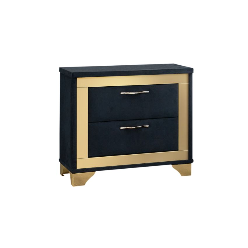 Set pat 1927, 160x200 cm, negru, 2 noptiere, 2 comode, oglinda