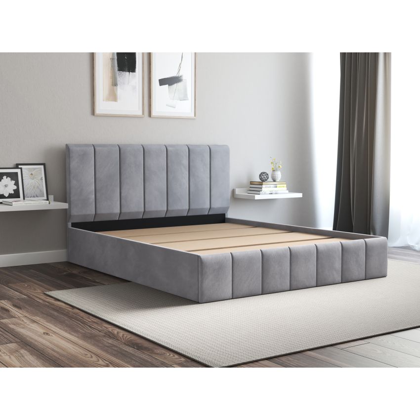 Pat Cozy, 140x200 cm, gri deschis, suport saltea din PAL