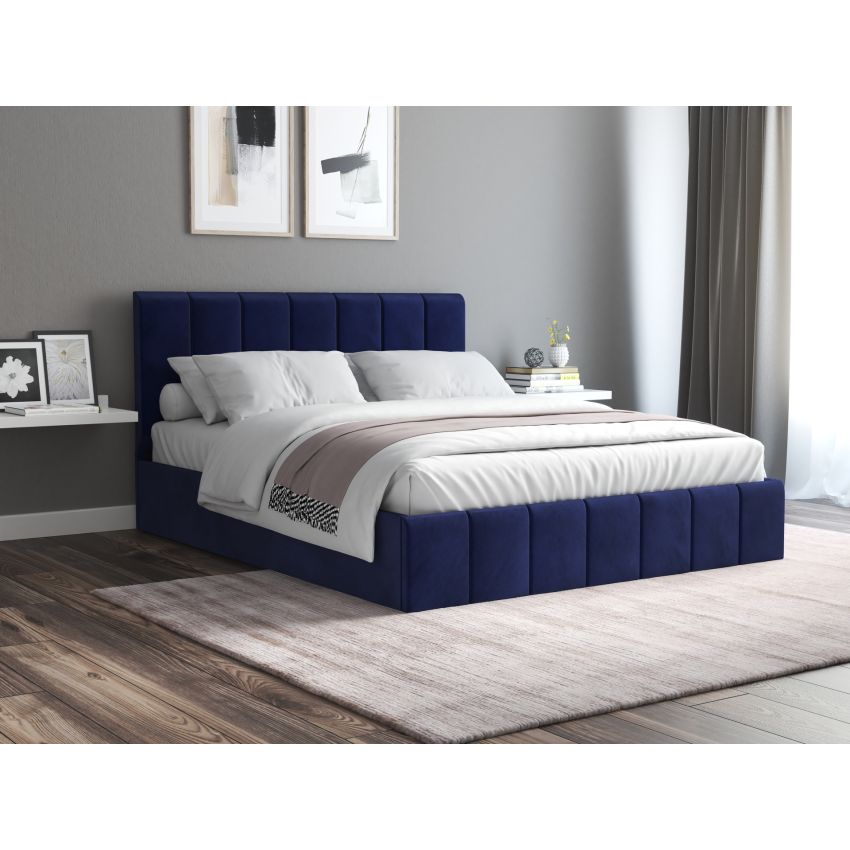 Pat Cozy cu saltea, 160x200 cm, gri inchis, suport saltea din PAL