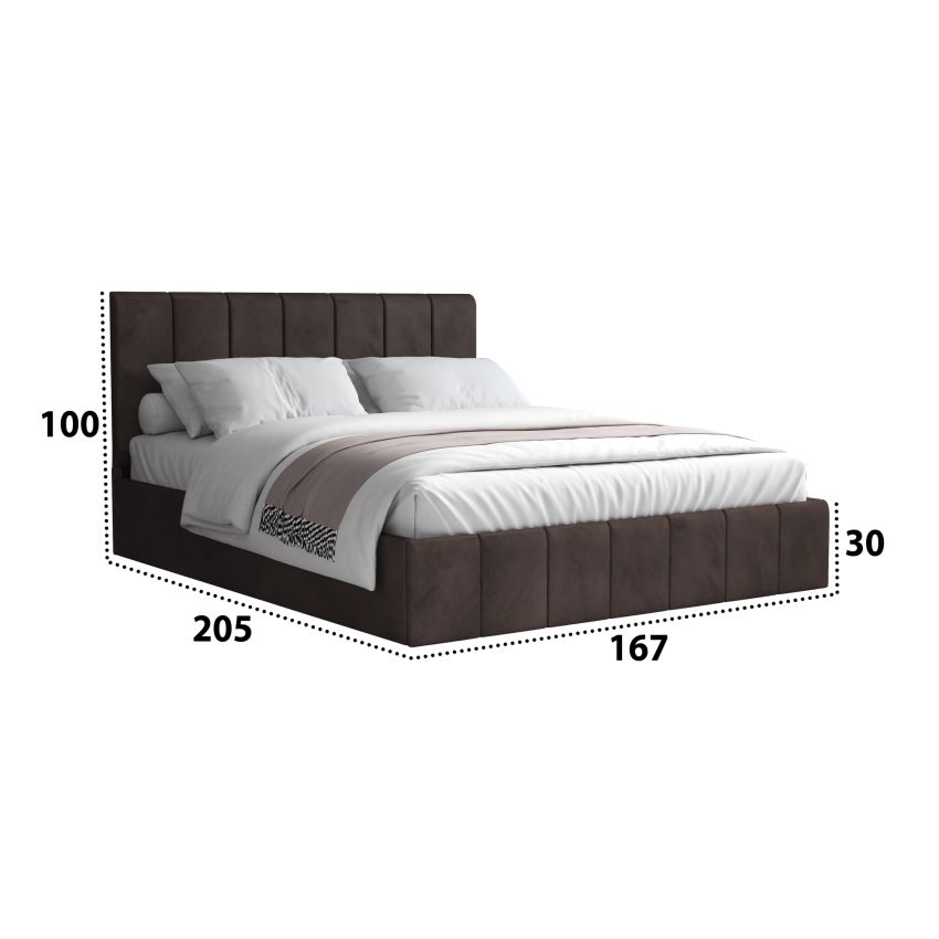 Pat Cozy cu saltea, 140x200 cm, maro, suport saltea din PAL
