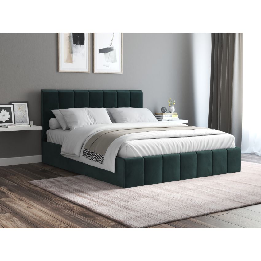 Pat Cozy, 140x200 cm, verde, suport saltea din PAL