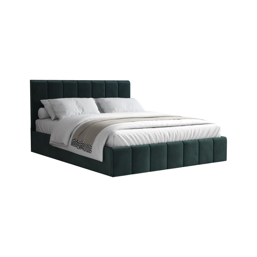 Pat Cozy cu saltea, 160x200 cm, verde, suport saltea din PAL