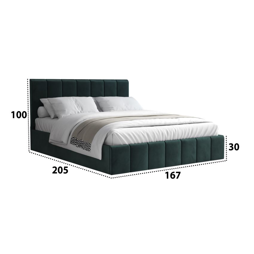 Pat Cozy cu saltea, 160x200 cm, verde, suport saltea din PAL