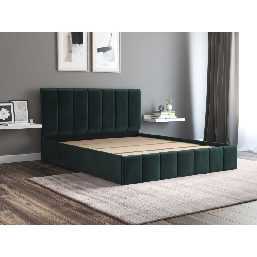Pat Cozy, 140x200 cm, verde, suport saltea din PAL
