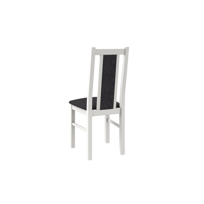 SET 5 scaune + 1 gratis, Scaun din lemn masiv de fag tapitat cu stofa S-38 Boss14 B24B, alb