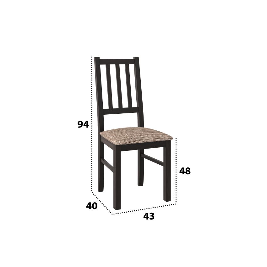 Set 5 scaune + 1 gratis, Scaun din lemn masiv de fag tapitat cu stofa s-38 boss4 w2, wenge