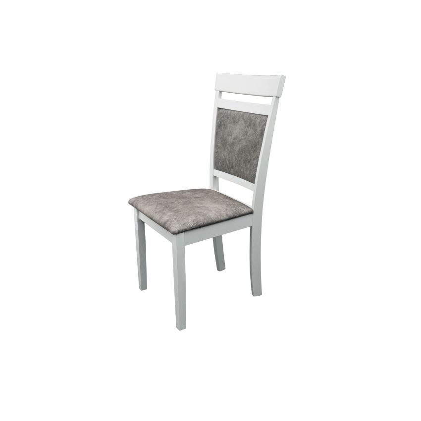Set 6 scaune + 1 cadou, Scaun living S-221, tapitat, alb, tapiterie gri