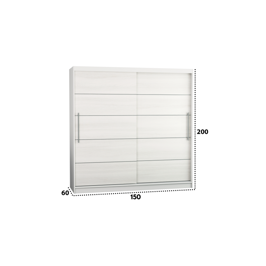 Dressing Ina, 150x200x60 cm, Alb/Pin