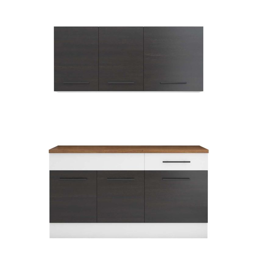 Bucatarie Sofia 140 cm, Wenge / Alb, Blat termic nuc